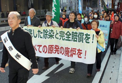 「原発廃炉」などと訴えてパレードする参加者＝2013年11月24日、さいたま市