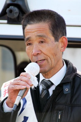 のはら和夫候補＝2014年2月11日、ときがわ町