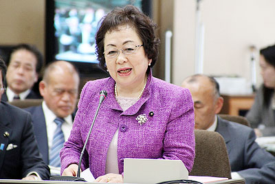 県議会で質問する山川県議＝2010年3月8日、さいたま市